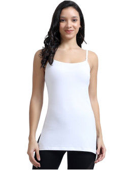 Medium Lenght Cami With Side Slits-Us02-White