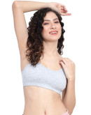 Double Layered Seamless Beginners Bra for Girls-DB Inner-Melange Grey