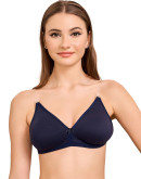 Seamless Non Padded Back Transparent Bra-Emmbee-Midnight Blue