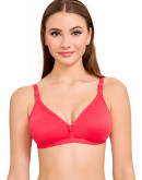 Seamless Non Padded Back Transparent Bra-Emmbee-Dazzling Red