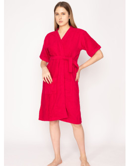 Unisex Cotton-Bathrobes 01-Radical Red