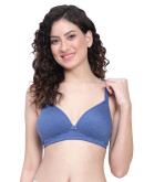Deep V Neck Padded T-Shirt Bra-Teensbee-Chetwode Blue
