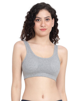 Seamless Detachable Pad Sports Bra-Joybee-Milange Grey