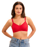 Straight Back Non Padded Everyday Comfort Bra-Glowbee-Scarlet Red