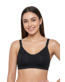 U Back Non Padded Full Coverage Bra-Aennabee-Black