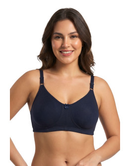 Seamless Double Layered Non Padded Full Figure Bra-Blushbee-Navy