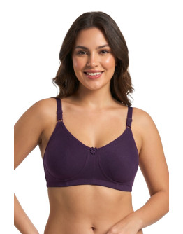 Seamless Double Layered Non Padded Full Figure Bra-Blushbee-Wine