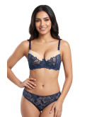 Lace Overlay Padded Full Coverage Bra-Bp-5001-Teal