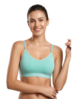 Double Layered Seamless Sports Bra For Teenage Girls-Dollbee-Aqua