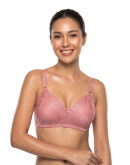 Lace Non-Padded V-Neck Bra-Glambee-Blush Pink