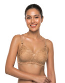 Lace Non-Padded V-Neck Bra-Glambee-Nude
