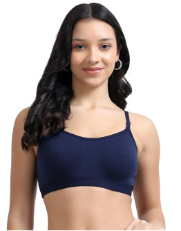 Double Layered Seamless Sports Bra For Teenage Girls-Dollbee-Midnight Blue