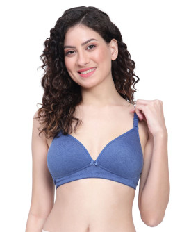 Deep V Neck Padded T-Shirt Bra-Teensbee-Chetwode Blue